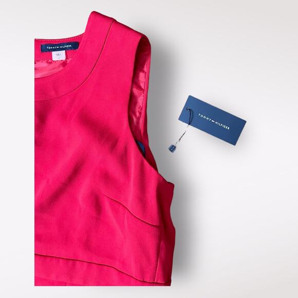 Tommy Hilfiger Red Pleated Mod Retro Style Knee Length Dress Size 10 - Picture 3 of 10